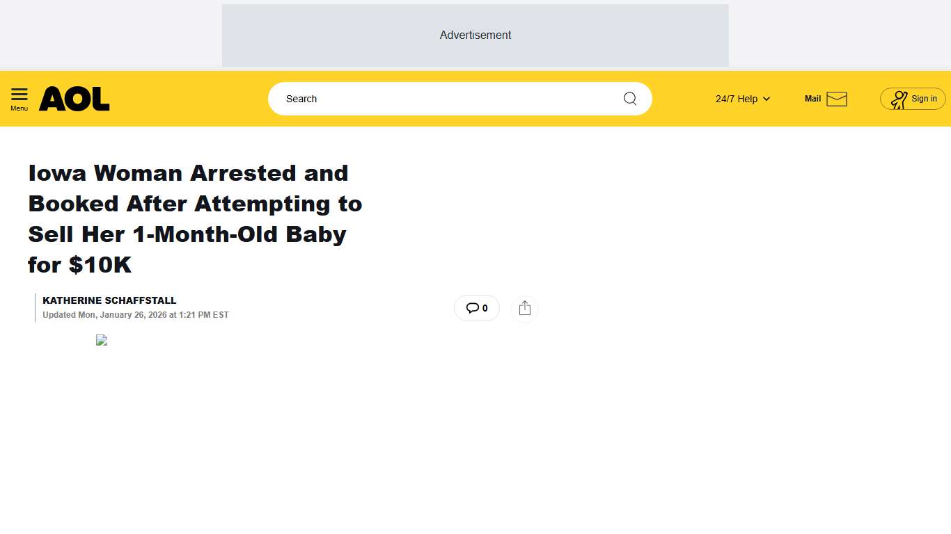 Iowa Woman Arrested and Booked After Attempting to Sell Her 1-Month-Old Baby for $10K - AOL