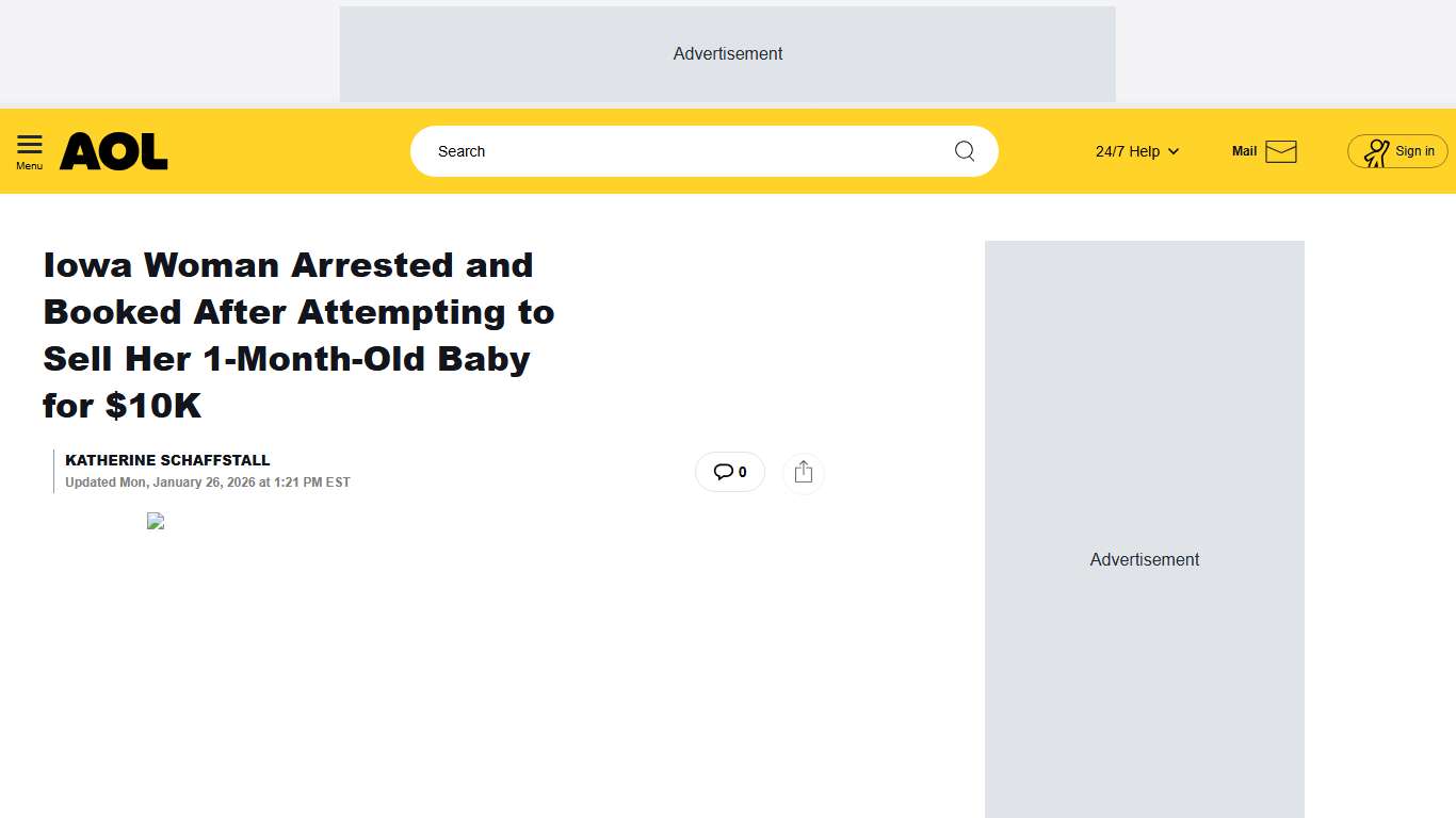 Iowa Woman Arrested and Booked After Attempting to Sell Her 1-Month-Old Baby for $10K - AOL